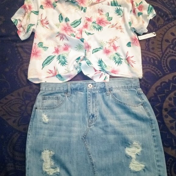 Vanilla Star Y2K Deconstructed Denim Mini Skirt Sz 13 - Picture 5 of 13